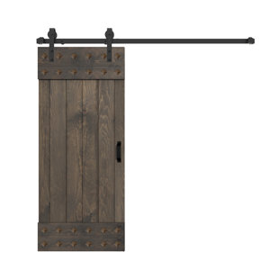 ISLIFE Paneled Wood and Metal Barn Door with Installation Hardware Kit