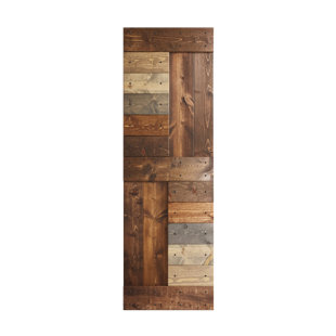 COAST SEQUOIA 84'' Solid Wood Paneled Wood Finish without Installation Hardware Kit Barn Door