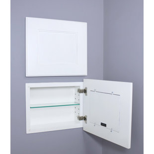 FOX HOLLOW FURNISHINGS 14"W 11"H Recessed Framed Medicine Cabinet with 1 Adjustable Shelf