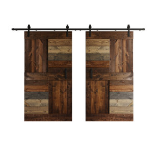 COAST SEQUOIA Paneled Wood S Series Double Barn Door with Installation Hardware Kit