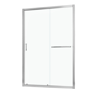 GHOMEG 44"-48" W X 72" H Single Sliding Framed Shower Door with Tempered Glass, Stainless Steel Accessories