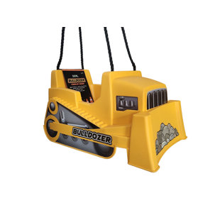M&M Sales Enterprise Bulldozer Plastic Yellow/Black Bucket Swing with Mounting Hangers and Chains