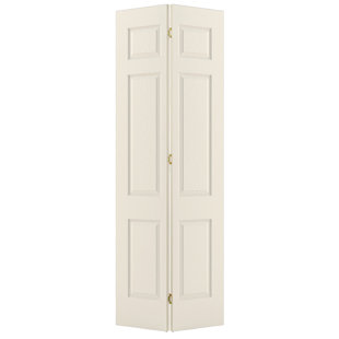 JELD-WEN Molded 6-Panel Textured Colonist Manufactured Wood Primed Bifold Interior Door with Installation Hardware Kit