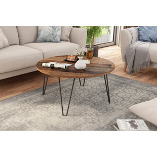 WILLISTON FORGE Ahleah Flair 80 (96167) coffee table in black powder -coated metal. Artisan oak melamine