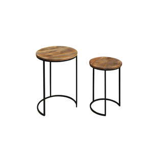 BYLIVING JARON 01 (94424) two -set table, metal black powder coated Natural mango wood