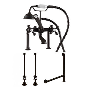 CAMBRIDGE PLUMBING Single Handle Deck Mounted Clawfoot Tub Faucet with Handshower (Set of 3)