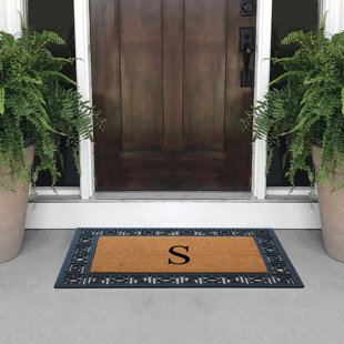 A1 HOME COLLECTIONS LLC A1HC First Impression Carson Rubber and Coir 24" X 36", Heavy Duty, Easy to Clean Outdoor Monogrammed