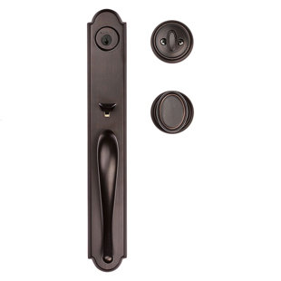BALDWIN Prestige Bighorn Handleset with Single Cylinder Deadbolt and Carnaby Door Knob and Rosette