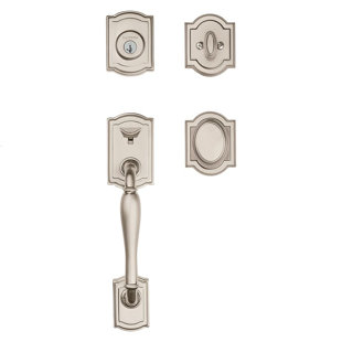 BALDWIN Prestige Wesley Handleset with Single Cylinder Deadbolt and Carnaby Door Knob and Rosette