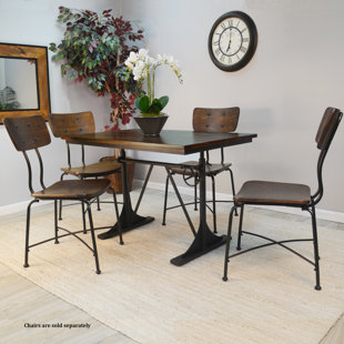 WILLISTON FORGE Ferryhill Solid Wood Top Metal Base Dining Table