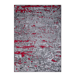 ZARAMAX Machine Tufted Performance Red/Gray/White Rug