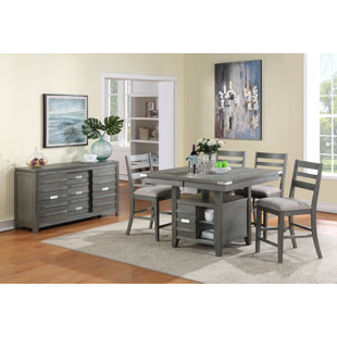 VILO HOME INC. Palermo 7pc Counter Height Contemporary Dining Set In Gray Finish