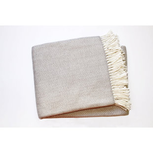 HOMEROOTS 55" X 70" Woven Cotton Herringbone Plush Throw Blanket