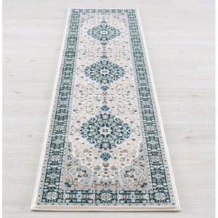 CONCORD GLOBAL TRADING Medallion Ivory Green High Quality Runner 2' x 7'