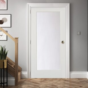 STILE DOORS 80'' Solid + Manufactured Wood Glass Prehung Door