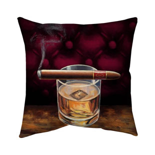 BEGIN EDITION INTERNATIONAL INC. Scotch on Ice with a Cigar Square Throw Pillow Cover