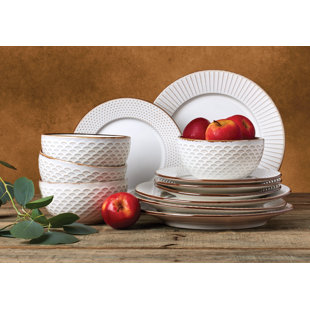 WORLD MENAGERIE Hub 12 Piece Stoneware Dinnerware Set - Service for 4