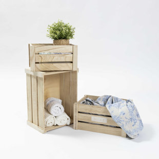 WILLIAMSON HOME 3 Piece Solid Wood Crate Set