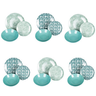 VILLA D'ESTE HOME Cozumel 18 Piece Porcelain China Dinnerware Set - Service for 6