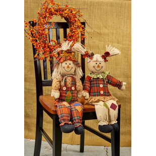 THE HOLIDAY AISLE® 2 Piece Sitting Scarecrow Figurine Set