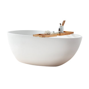 PENSEN 71" x 35.43" Freestanding Soaking Solid Surface Bathtub
