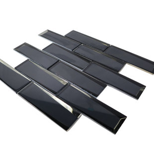 SYMPLE STUFF Gesele 12" x 12" Beveled Glass Brick Joint Wall Tile