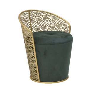 CANORA GREY Coletti 53cm Wide Velvet Round No Pattern And Not Solid Colour Cocktail Ottoman