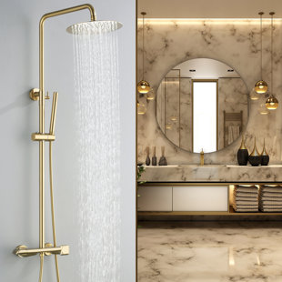 AQUA GALLERY 47.2" Solid Brass Thermostatic Complete Shower System with Rough-In Valve