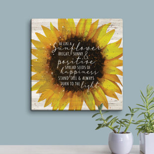 TRINX Be Like A Sunflower Canvas Wall Art Print On Wood Frame And Ready To Hang In Kitchen Bedroom Office Family Or Living Room, Square