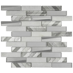 SYMPLE STUFF Terron 12" x 12" Glass Linear Mosaic Wall Tile