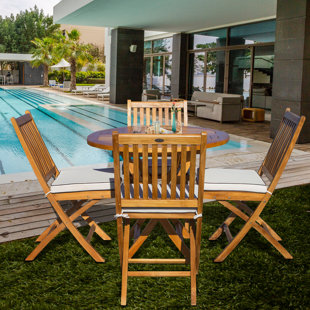 SEVEN SEAS TEAK 4 - Person Round Teak Outdoor Dining Set