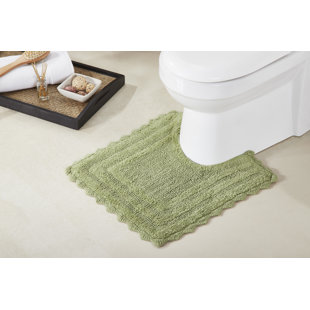 WINSTON PORTER Rasika 100% Cotton Tufted U-Shaped Toilet Rug, Machine Washable & Reversible Super Absorbent Crochet Contour Bath Mat