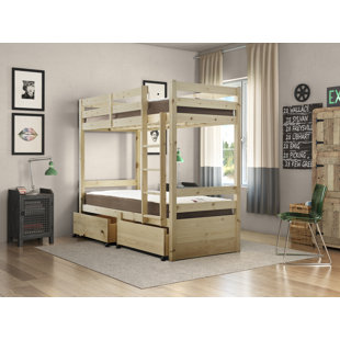 HARRIET BEE Emilio Single (3') Solid Pine Bunk Bed with Storage