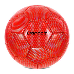 COTA GLOBAL Barocity Soccer Ball - Premium Boys And Girls Official Match Ball With Cool Reflective Rainbow Hex Pattern, Durable, Indoor, Outdoor, Training, Practice, Playtime And Games - Iridescent Red Size 5