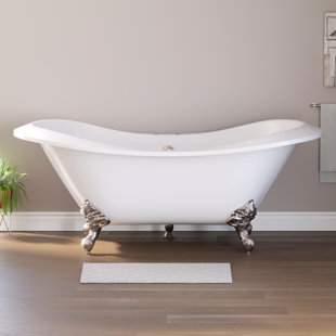 CAMBRIDGE PLUMBING Acrylic Double Slipper 73" x 31" Clawfoot Soaking Bathtub