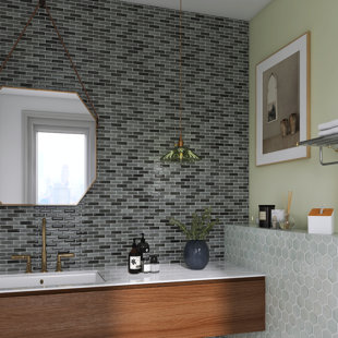 SYMPLE STUFF Namboodri 12" x 12" Glass Brick Joint Mosaic Wall Tile