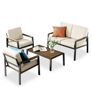 Zinus Dillon Aluminum And Poly Lumber Outdoor 4 Piece Conversation Set