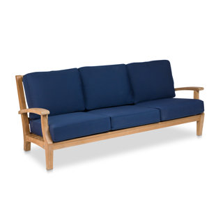 CO9 DESIGN Newport 83'' Wide Outdoor Teak Patio Sofa with Cushions