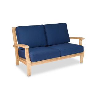 CO9 DESIGN Newport 61'' Teak Outdoor Loveseat with Sunbrella® Cushions