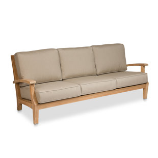 CO9 DESIGN Newport 83'' Wide Outdoor Teak Patio Sofa with Sunbrella Cushions