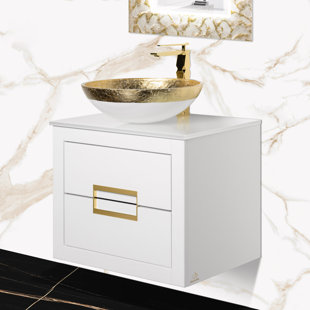MAESTRO BATH Danya 23.6'' Single Bathroom Vanity with Tempered Glass Top