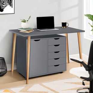EBERN DESIGNS Coheman 30.7" Wide 5 Drawer Office Storage File Cabinet, Under Desk Office Drawer, Storage File Cabinets For Home Office, Wooden File Cabinet with Wheels