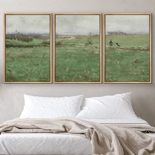 IDEA4WALL Framed Canvas Print Wall Art Set Pastel Watercolor Country Farmhouse Landscape Nature Wilderness Illustrations Modern Rustic Scenic Multicolor For Living Room, Bedroom, Office - 16"X24"X3 Natural
