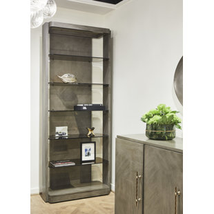 CASA ISPIRATA Madras Smoked Glass and Wood Bookcase Etagere