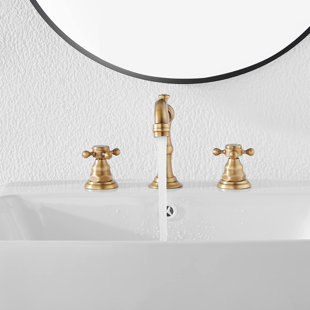 GATESUER Brass Widespread Bathroom Faucet with Drain Assembly
