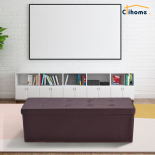 CLIHOME Vegan Leather Storage Ottoman