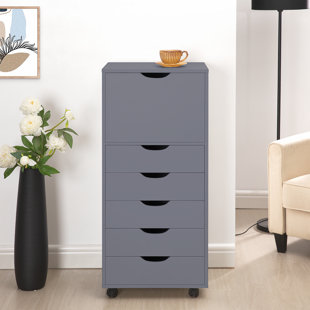 EBERN DESIGNS Niva 18.8" Wide 6-Drawer Office Storage File Cabinet on Wheels, Desk Filing Drawer Unit