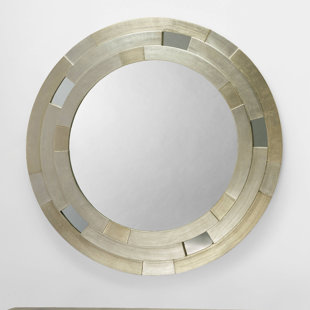 ARTMAX Wood Round Wall Mirror