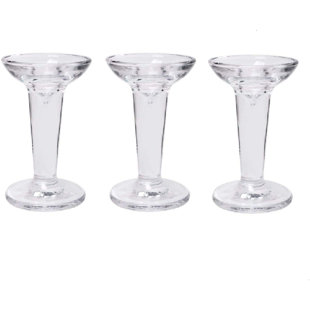 HG GLOBAL 10.5'' H Glass Tabletop Candlestick (Set of 3)