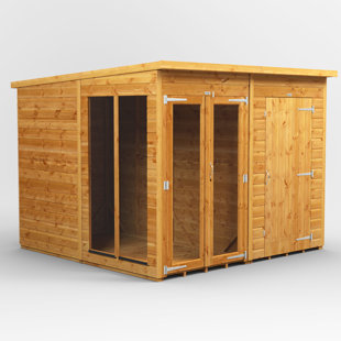 POWERSHEDS 8 ft. W x 8 ft. D Power Pent Shiplap Dip Treated Summerhouse - including 4ft Side Store (8x8)